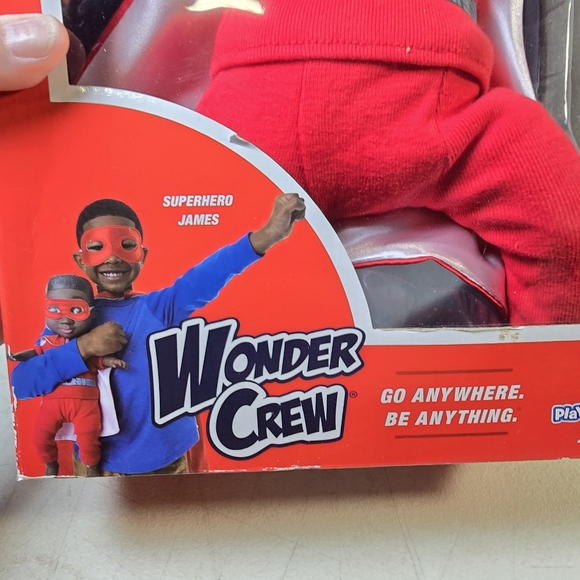 Black Boy Doll Wonder Crew Super Hero With Matching Cape and Mask James 15" NEW - Picture 8 of 10